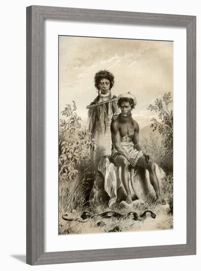 Maoris and Carpet Snake, New Zealand, 1879-McFarlane and Erskine-Framed Giclee Print