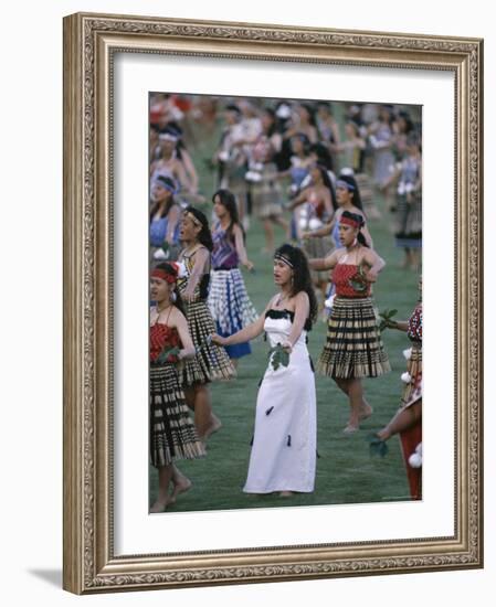 Maoris Perform Traditional Action Songs, Auckland, North Island, New Zealand-Julia Thorne-Framed Photographic Print