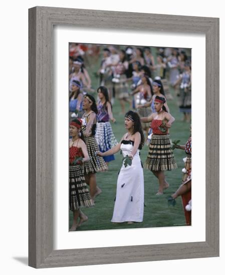 Maoris Perform Traditional Action Songs, Auckland, North Island, New Zealand-Julia Thorne-Framed Photographic Print