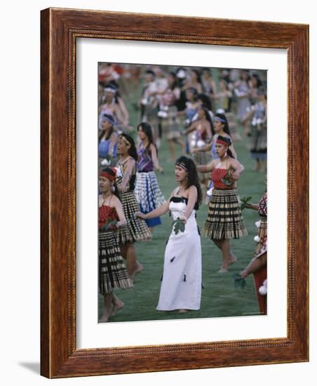 Maoris Perform Traditional Action Songs, Auckland, North Island, New Zealand-Julia Thorne-Framed Photographic Print