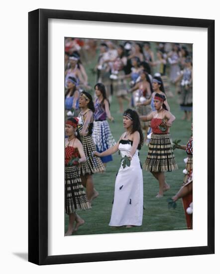 Maoris Perform Traditional Action Songs, Auckland, North Island, New Zealand-Julia Thorne-Framed Photographic Print