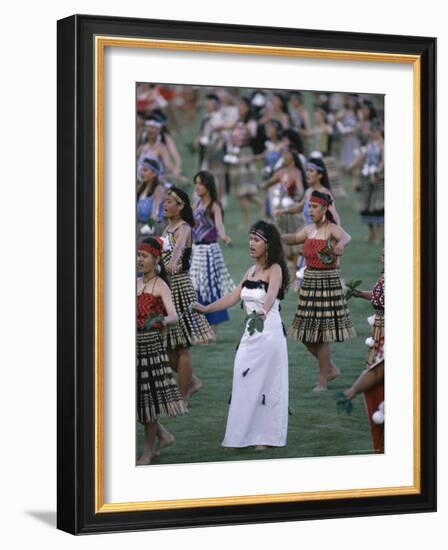 Maoris Perform Traditional Action Songs, Auckland, North Island, New Zealand-Julia Thorne-Framed Photographic Print