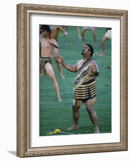 Maoris Perform Traditional Action Songs, Auckland, North Island, New Zealand-Julia Thorne-Framed Photographic Print