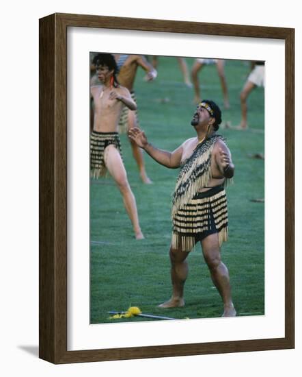 Maoris Perform Traditional Action Songs, Auckland, North Island, New Zealand-Julia Thorne-Framed Photographic Print