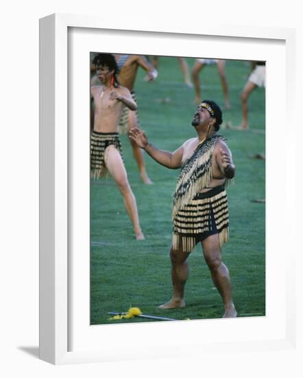 Maoris Perform Traditional Action Songs, Auckland, North Island, New Zealand-Julia Thorne-Framed Photographic Print