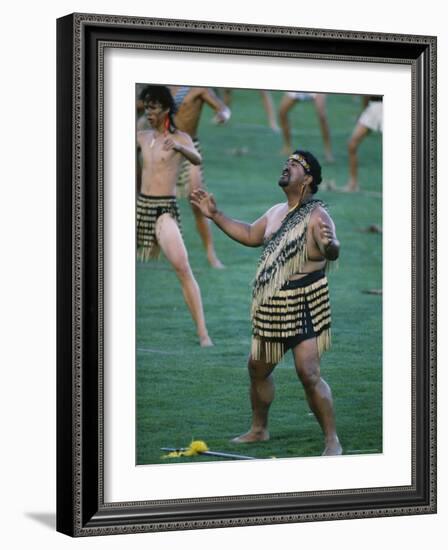 Maoris Perform Traditional Action Songs, Auckland, North Island, New Zealand-Julia Thorne-Framed Photographic Print