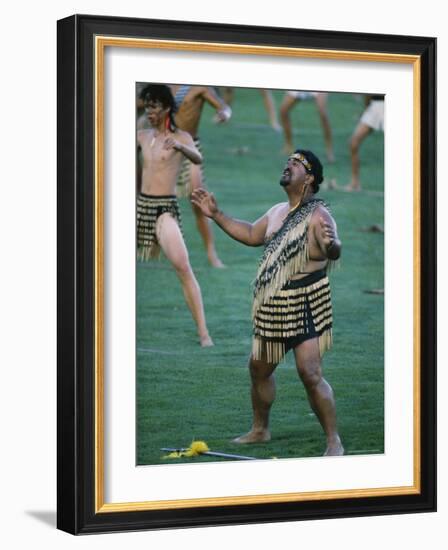 Maoris Perform Traditional Action Songs, Auckland, North Island, New Zealand-Julia Thorne-Framed Photographic Print