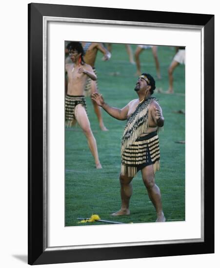 Maoris Perform Traditional Action Songs, Auckland, North Island, New Zealand-Julia Thorne-Framed Photographic Print