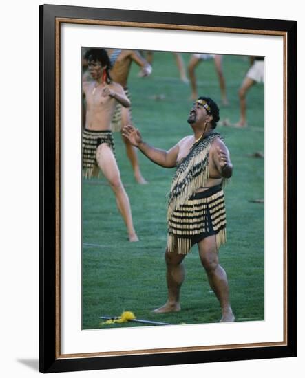 Maoris Perform Traditional Action Songs, Auckland, North Island, New Zealand-Julia Thorne-Framed Photographic Print