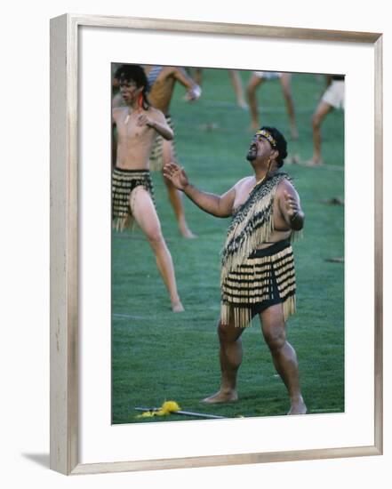 Maoris Perform Traditional Action Songs, Auckland, North Island, New Zealand-Julia Thorne-Framed Photographic Print