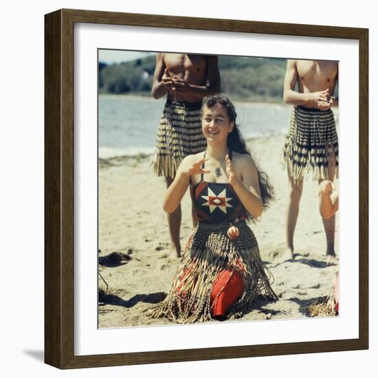 Maoris Performing Traditional Dances, New Zealand-George Silk-Framed Photographic Print