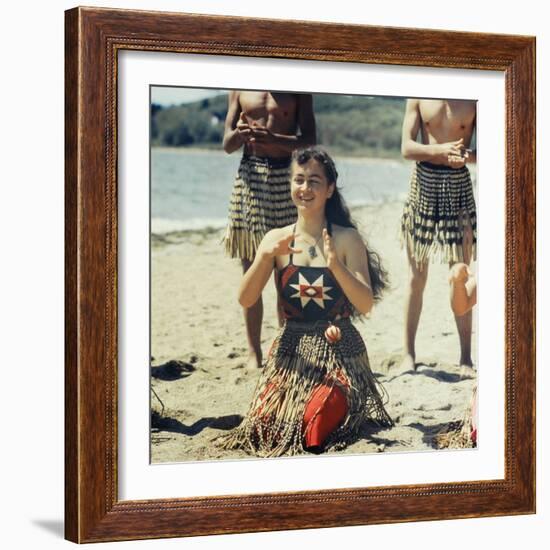 Maoris Performing Traditional Dances, New Zealand-George Silk-Framed Photographic Print