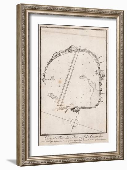 Map and Plan of the Port of Alexandre, Egypt-null-Framed Giclee Print