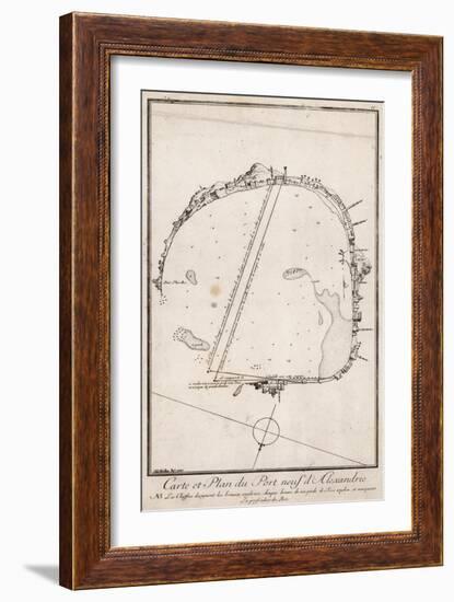 Map and Plan of the Port of Alexandre, Egypt-null-Framed Giclee Print