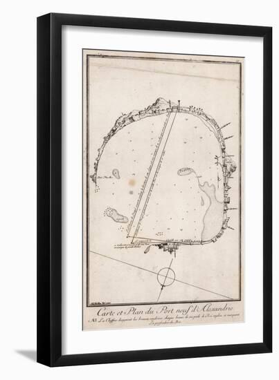 Map and Plan of the Port of Alexandre, Egypt-null-Framed Giclee Print