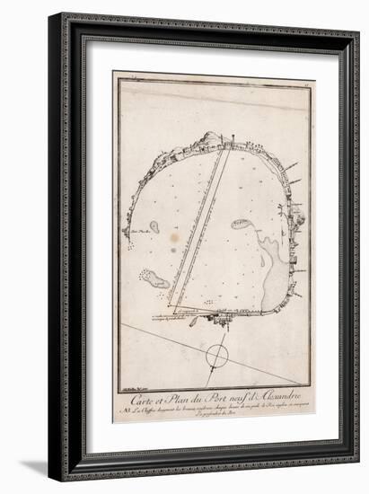 Map and Plan of the Port of Alexandre, Egypt-null-Framed Giclee Print