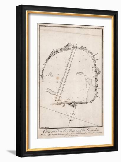 Map and Plan of the Port of Alexandre, Egypt-null-Framed Giclee Print