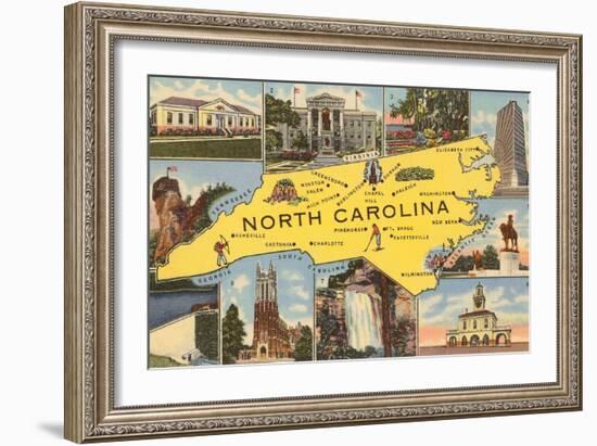 Map and Scenes of North Carolina-null-Framed Art Print