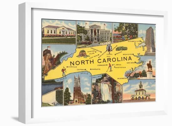 Map and Scenes of North Carolina-null-Framed Art Print
