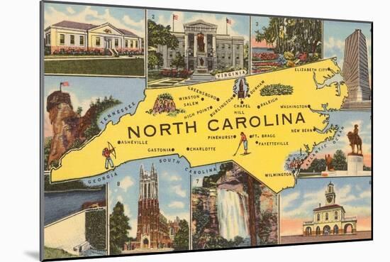 Map and Scenes of North Carolina-null-Mounted Art Print