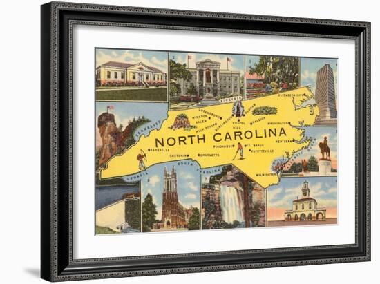 Map and Scenes of North Carolina-null-Framed Art Print