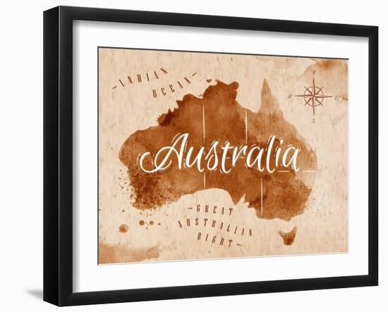 Map Australia Retro-anna42f-Framed Art Print