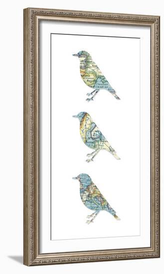 Map Birds-Sasha Blake-Framed Giclee Print