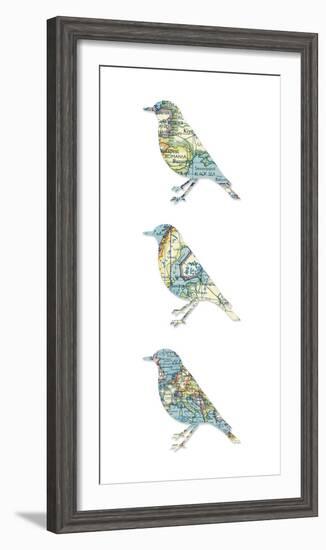 Map Birds-Sasha Blake-Framed Giclee Print