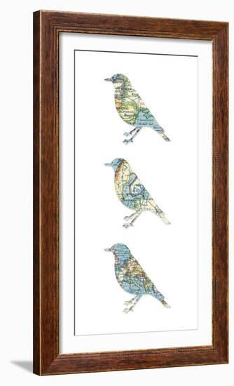 Map Birds-Sasha Blake-Framed Giclee Print