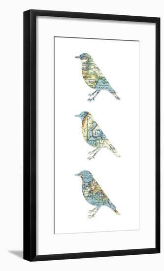 Map Birds-Sasha Blake-Framed Giclee Print