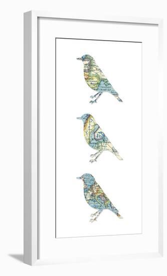 Map Birds-Sasha Blake-Framed Giclee Print