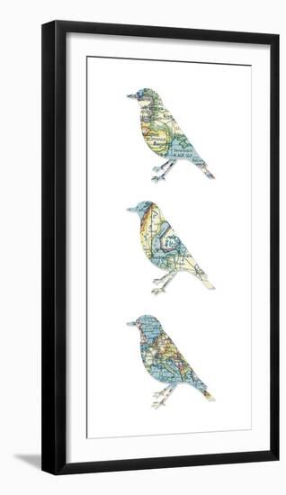 Map Birds-Sasha Blake-Framed Giclee Print