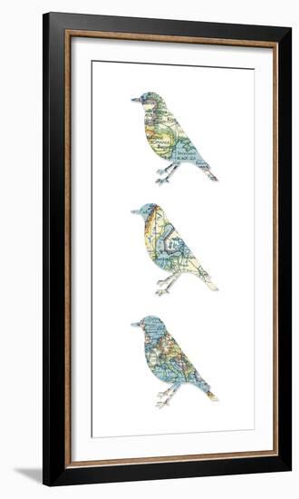 Map Birds-Sasha Blake-Framed Giclee Print