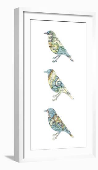 Map Birds-Sasha Blake-Framed Giclee Print