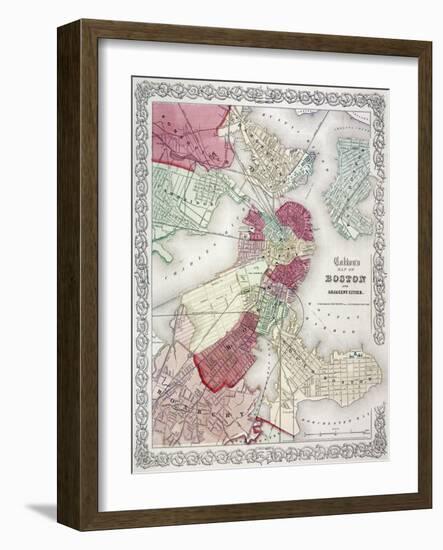 Map: Boston, 1865-G. W. Colton-Framed Giclee Print