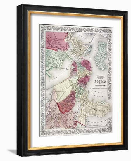 Map: Boston, 1865-G. W. Colton-Framed Giclee Print