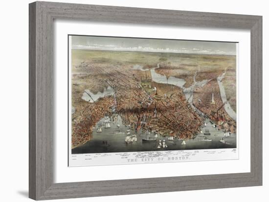 Map: Boston, c1873-Currier & Ives-Framed Giclee Print