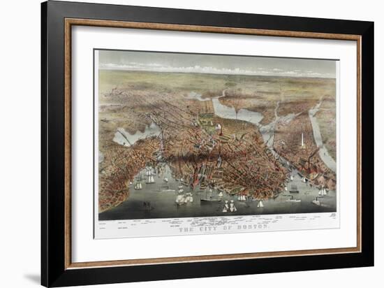 Map: Boston, c1873-Currier & Ives-Framed Giclee Print