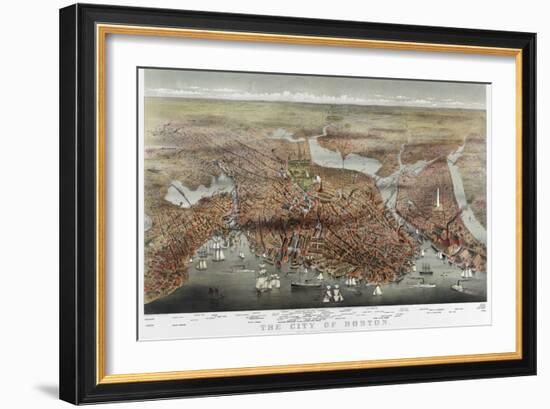 Map: Boston, c1873-Currier & Ives-Framed Giclee Print