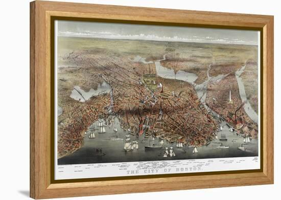 Map: Boston, c1873-Currier & Ives-Framed Premier Image Canvas