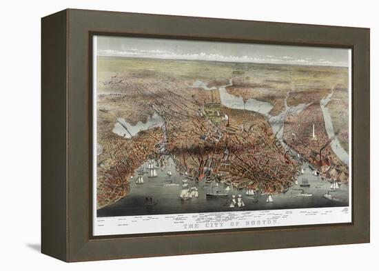 Map: Boston, c1873-Currier & Ives-Framed Premier Image Canvas