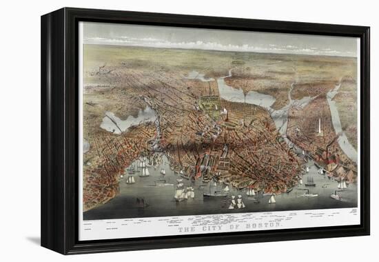 Map: Boston, c1873-Currier & Ives-Framed Premier Image Canvas