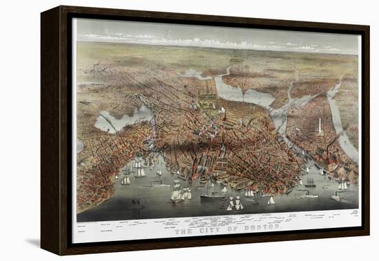 Map: Boston, c1873-Currier & Ives-Framed Premier Image Canvas