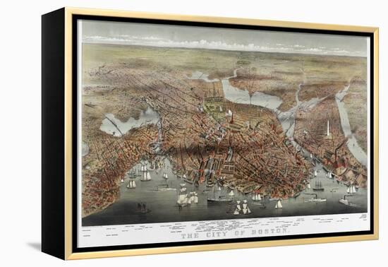 Map: Boston, c1873-Currier & Ives-Framed Premier Image Canvas