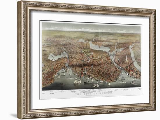 Map: Boston, c1873-Currier & Ives-Framed Giclee Print