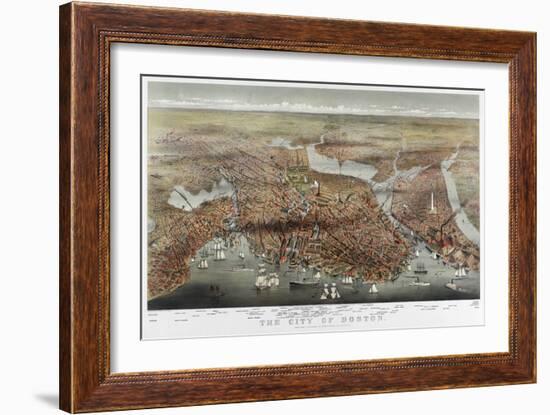 Map: Boston, c1873-Currier & Ives-Framed Giclee Print