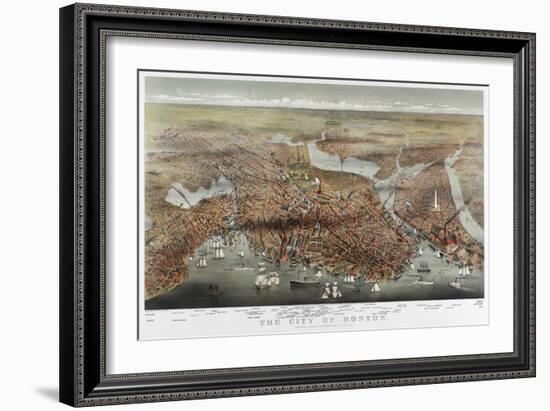 Map: Boston, c1873-Currier & Ives-Framed Giclee Print