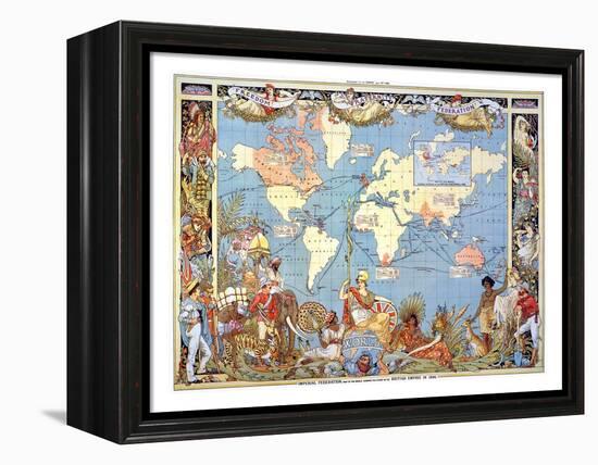 Map: British Empire, 1886-Walter Crane-Framed Premier Image Canvas