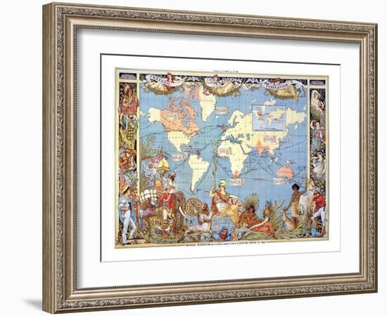 Map: British Empire, 1886-Walter Crane-Framed Giclee Print