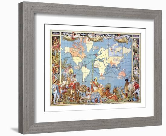 Map: British Empire, 1886-Walter Crane-Framed Giclee Print